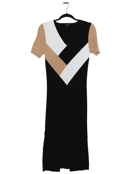 fabrika Dresses & Skirts - Fabrika Ribbed Midi Dress Black White & Beige Colorblock Size Large